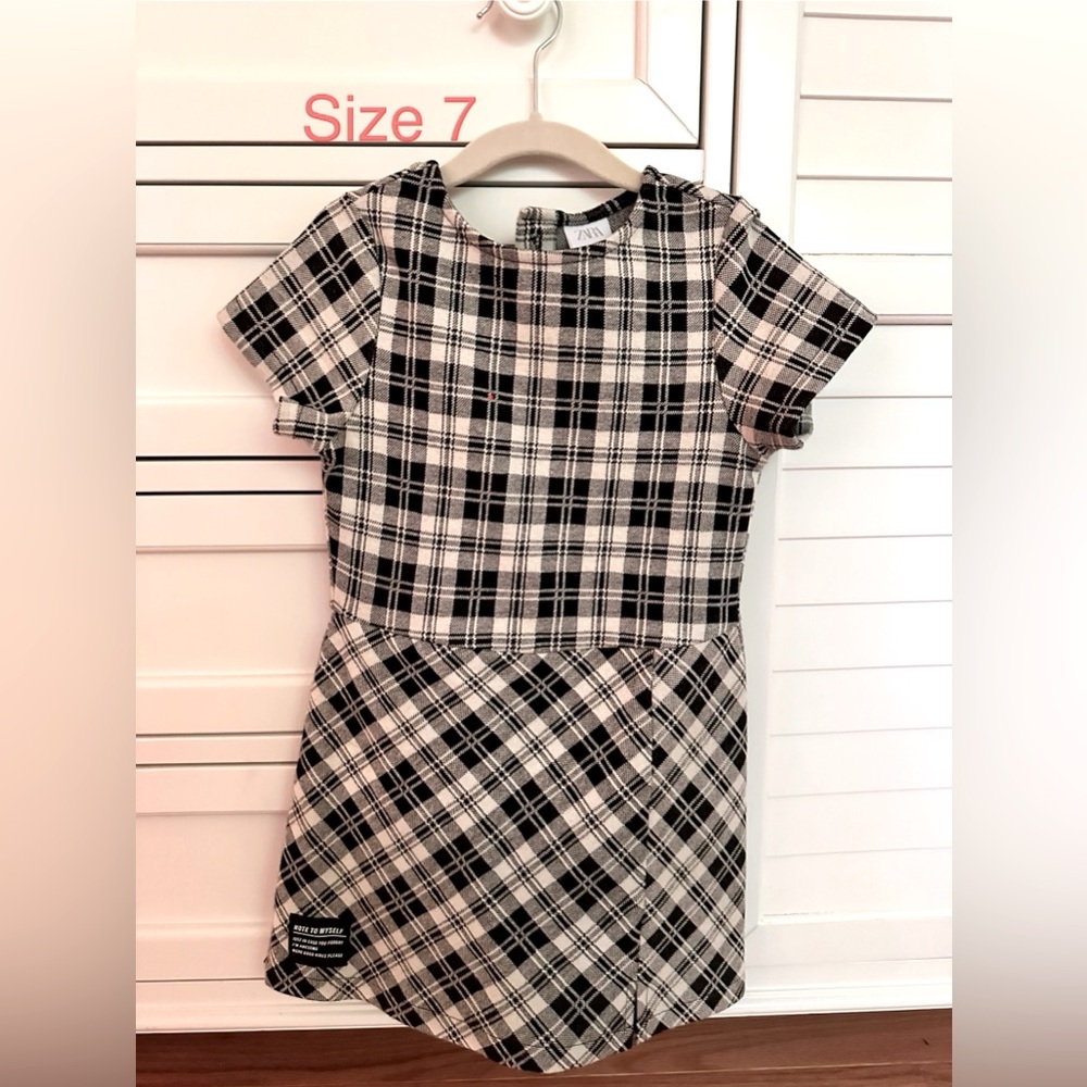 ZARA Kids | Black & White | PLAID JUMPSUIT